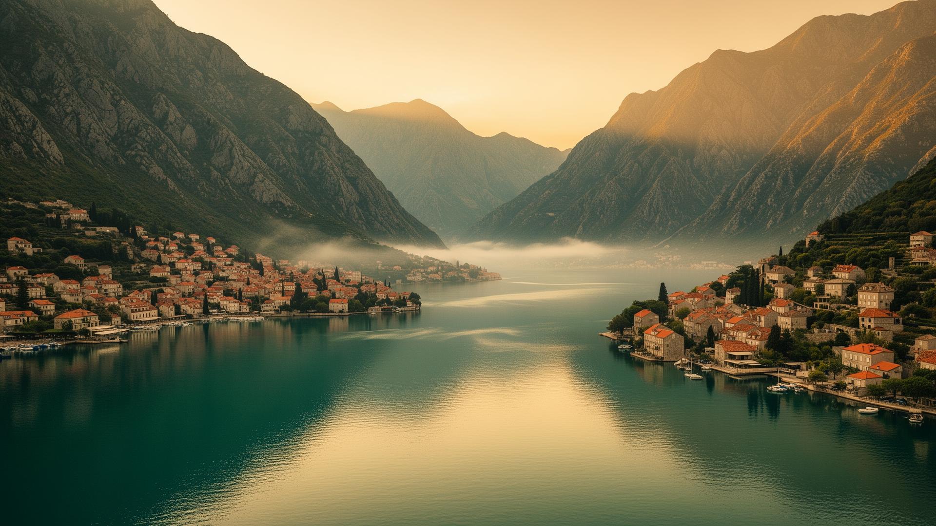 Bay of Kotor, Montenegro at golden hour